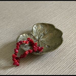 Vintage brass geranium leaf